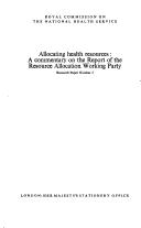 Front cover of Allocating health resources by Martin Buxton