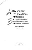 Cover of Discrete Mathematical Models with Applications to Social, Biological, and Environmental Problems by Fred S. Roberts