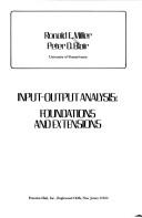 Cover of Input-output analysis by Ronald E. Miller