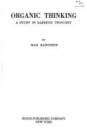 Cover of Organic thinking by Max Kadushin