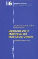 Front cover of Legal discourse in multilingual and multicultural contexts by Bhatia, V. K.