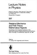 Front cover of Statistical Mechanics and Field Theory: Mathematical Aspects by T. Dorias