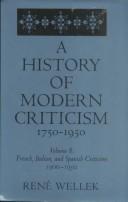 Front cover of A History of Modern Criticism, 1750-1950 by René Wellek