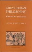 Front cover of Early German philosophy by Lewis White Beck