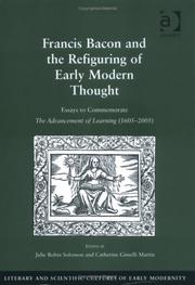 Front cover of Francis Bacon and the refiguring of early modern thought by Julie Robin Solomon
