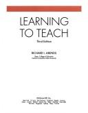 Cover of Learning to Teach by Richard I. Arends