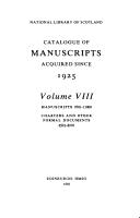 Front cover of Catalogue of manuscripts acquired since 1925 by National Library of Scotland