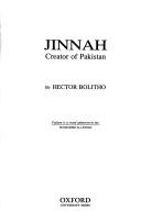 Front cover of Jinnah, creator of Pakistan by Hector Bolitho