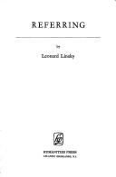 Cover of Referring by Leonard Linsky