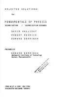 Front cover of Selected solutions for Fundamentals of physics second edition (and) second edition extended (by) David Halliday, Robert Resnick, Edward Derringh by Edward Derringh