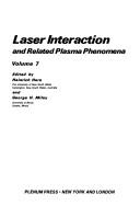 Front cover of Laser Interaction and Related Plasma Phenomena by Helmut J. Schwarz