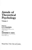 Front cover of Annals of theoretical psychology by K. B. Madsen