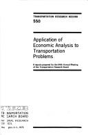 Cover of Application of economic analysis to transportation problems by National Research Council (U.S.) Transportation Research Board