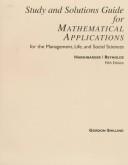 Front cover of Study & Solutions Guide for Mathematical Applications for the Management, Life, and Social Sciences by Gordon Shilling