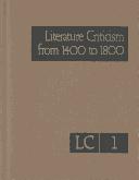 Cover of Literature criticism from 1400 to 1800 by Thomas J. Schoenberg