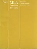 Front cover of 1991 Mla International Bibliography of Books and Articles on the Modern Languages and Literatures by Unknown