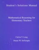 Front cover of Mathematical Reasoning for Elementary Teachers by Calvin T. Long