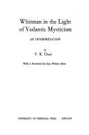 Front cover of Whitman in the light of Vedantic mysticism by V. K. Chari