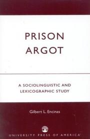Cover of Prison argot by Gilbert L. Encinas