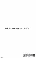 Front cover of The Moravians in Georgia, 1735-1740 by Adelaide L. Fries