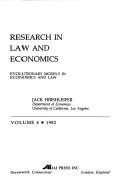 Front cover of Research in Law and Economics by Jack Hirshleifer