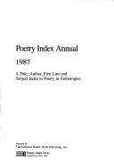 Front cover of Poetry Index Annual, 1987 by Inc Staff Roth Publishing