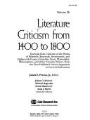 Cover of Literature Criticism from 1400 to 1800 by James E. Person