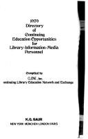 Front cover of 1979 directory of continuing education opportunities for library, information, media personnel by Mary Baxter