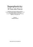 Cover of Superplasticity: 60 Years After Pearson by Norman Ridley