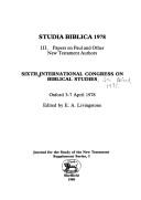 Front cover of Studia Biblica, 1978 III by Elizabeth A. Livingstone