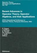 Front cover of Recent Advances in Operator Theory, Operator Algebras, and Their Applications by Dumitru Gaspar