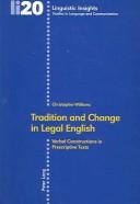 Front cover of Tradition And Change in Legal English by Christopher Williams
