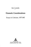 Cover of Dramatic Considerations by Bert Cardullo