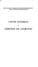 Front cover of L' œuvre économique de Simonde de Sismondi by Albert Aftalion
