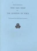 Front cover of Who says what ; and The question of voice by Denis Donoghue