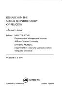 Front cover of Research in the Social Scientific Study of Religion by Monty L. Lynn
