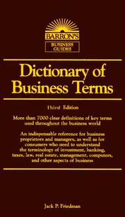 Cover of Dictionary of Business Terms by Jack P. Friedman
