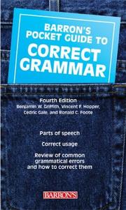 Front cover of Pocket Guide to Correct Grammar (Barron's Pocket Guides) by V.F. Hopper