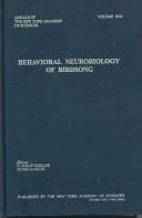 Front cover of Behavioral Neurobiology Of Bird Song (Annals of the New York Academy of Sciences) by Unknown