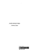 Cover of David Dudley Field by David Dudley Field