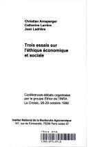 Front cover of Trois essais sur l'éthique économique et sociale by Christian Schneider-Arnsperger