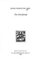 Cover of Du témoignage by Jean Norton Cru