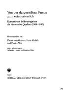 Cover of Von der dargestellten Person zum erinnerten Ich by Kaspar von Greyerz