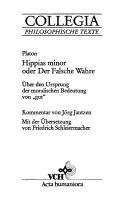 Front cover of Platon, Hippias minor oder Der Falsche Wahre by Jörg Jantzen