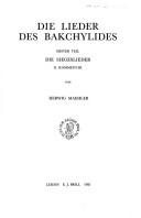 Cover of Die Lieder des Bakchylides by Bacchylides