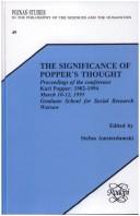 Front cover of The Significance Of Popper's Thought by Stefan Amsterdamski