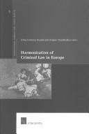Front cover of Harmonization of Criminal Law in Europe by A. Strandbakken