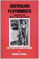 Front cover of The Plays of Alma De Groen by Elizabeth Perkins