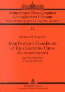Front cover of John Evelyn's Translation Of Titus Lucretius Carus De Rerum Natura by Michael M. Repetzki