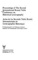 Front cover of Proceedings of the Second International Round Table Conference on Historical Lexicography = by International Round Table Conference on Historical Lexicography (2nd 1977 Leiden, Netherlands)